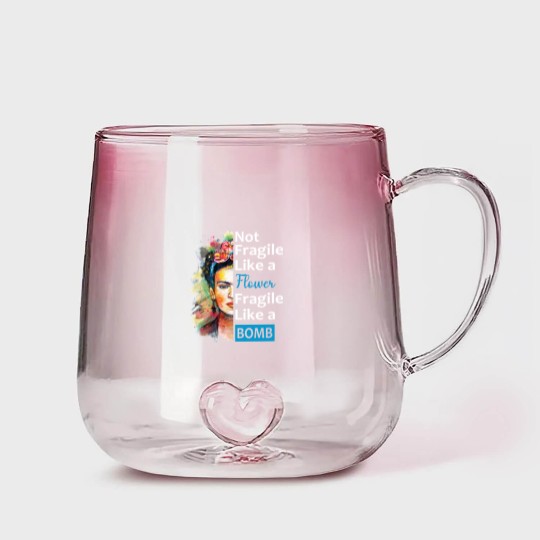 Discover Not Fragile Like A Flower, Fragile Like A Bomb With Frida Kahlo Picture Gift For Fans And Lovers - Frida Kahlo - Gradient Glass Mugs