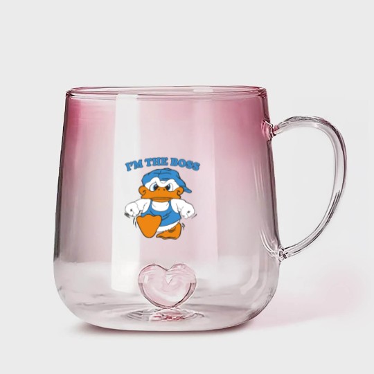 Discover I'm The Boss Duck Gradient Glass Mugs 90s Cartoon Tourist Gradient Glass Mugs