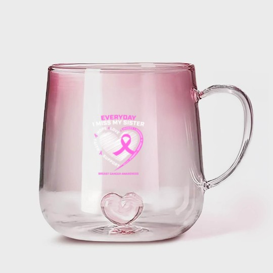 Discover Loving Memory Gradient Glass Mugs Sister Breast Cancer Awareness Gradient Glass Mugs