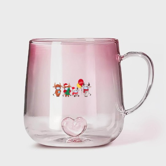 Discover Cute Cartoon Cow Gradient Glass Mugs