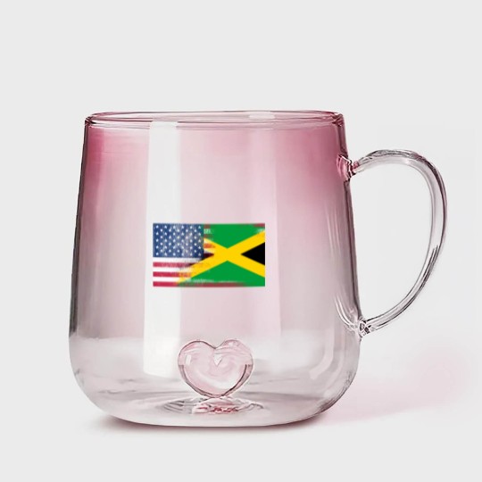 Discover Jamaican American Half Jamaica Half America Flag Gradient Glass Mugs