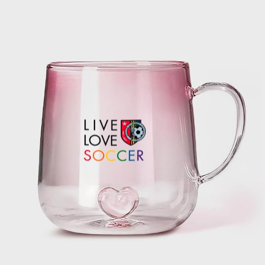 Discover Live Love Soccer - Live Love Soccer - Gradient Glass Mugs