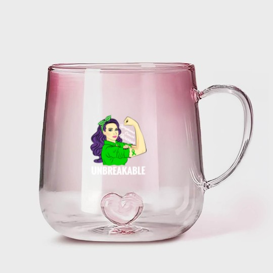 Discover Lymphoma Cancer Awareness Warrior Unbreakable Support - Lymphoma Cancer - Gradient Glass Mugs