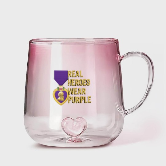 Discover Purple Heart Military Real Heroes Wear Purple Gradient Glass Mugs
