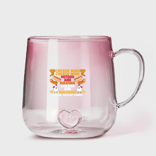 Discover Chicken Wing Macaroni Song Foodie Music Lover Gradient Glass Mugs