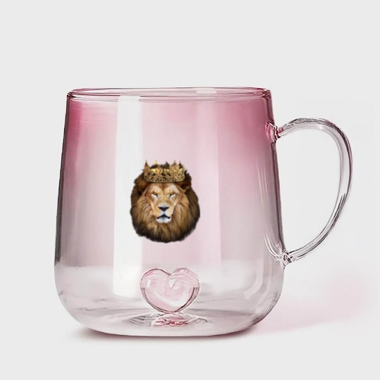 Discover Lion Head Golden Crown Art Canvas King Gradient Glass Mugs