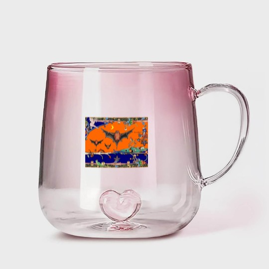 Discover WEIRD MEDIEVAL BESTIARY,FLYING BATS IN NIGHT BLUE Gradient Glass Mugs