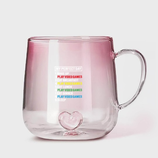 Discover My Perfect Day Video Games Funny Gamer Gift Boys M Gradient Glass Mugs