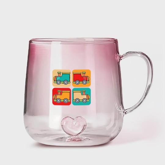 Discover Train Gradient Glass Mugs Little Retro Trains I Kids I Railway I Toddler Train Gradient Glass Mugs Gradient Glass Mugs