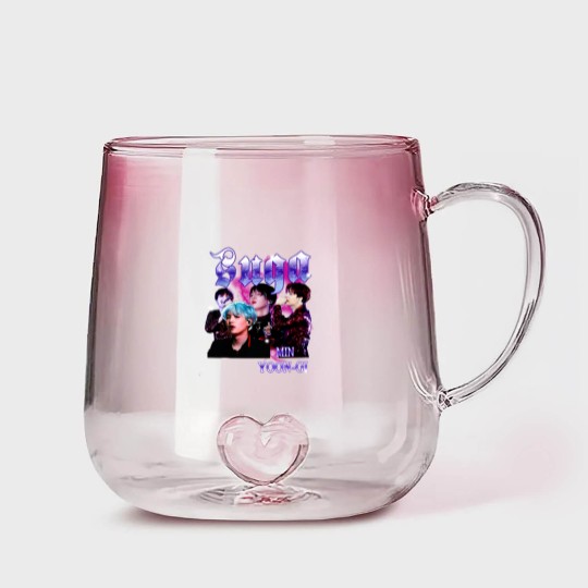 Discover Retro Suga BTS Unisex Black Gradient Glass Mugs