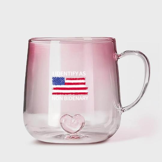Discover I Identify As Non Bidenary Gradient Glass Mugs, Conservative Gradient Glass Mugs, Trump Gradient Glass Mugs