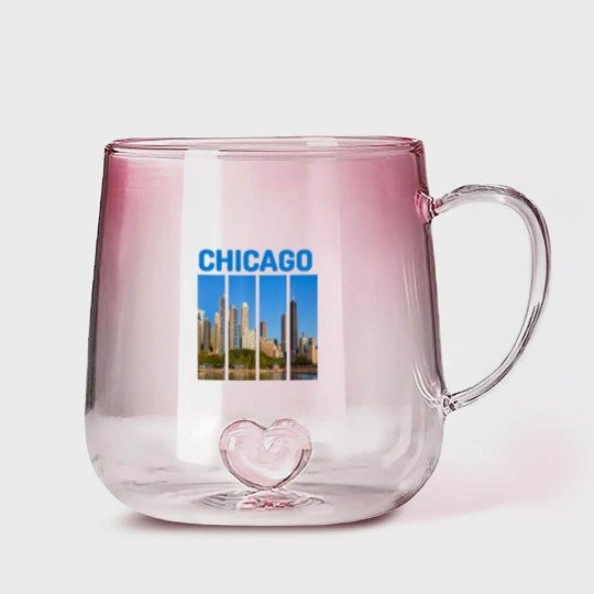 Discover Downtown Chicago Skyline Souvenirs State Illinois Gradient Glass Mugs Gradient Glass Mugs