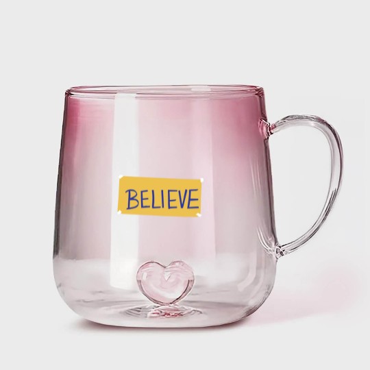 Discover Believe Gradient Glass Mugs, Motivational Sport Gradient Glass Mugs, Ted Lasso Believe Sign Gradient Glass Mugs