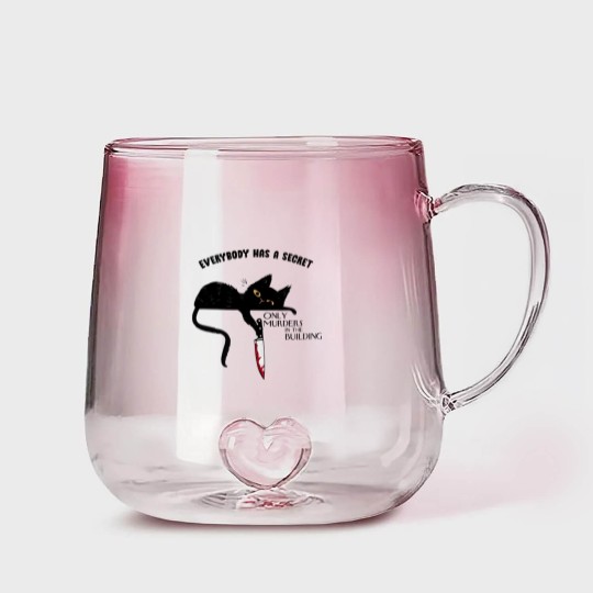 Discover Everybody Has A Secret Only Murders In The Building Gradient Glass Mugs, Black Cat Witchy Cat Halloween
