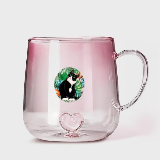 Discover Tuxedo Cat Tropical Gift Animal Lovers Gradient Glass Mugs
