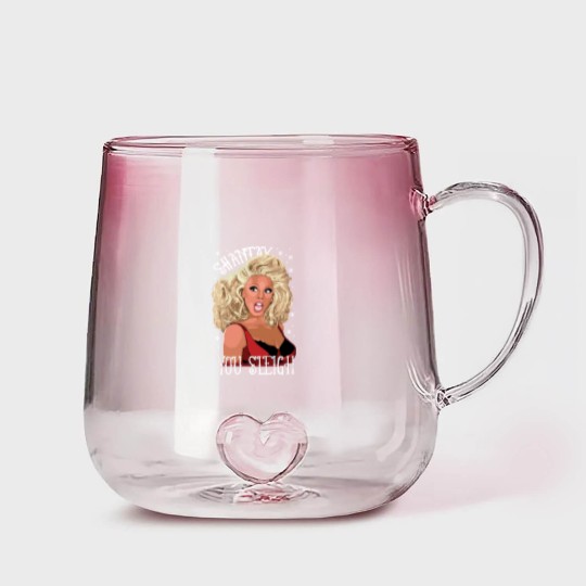 Discover Shantay You Sleigh Christmas Jumper  Drag Queen Ladies Red Xmas Sweater Gradient Glass Mugs