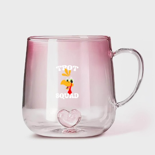 Discover Trot Squad Funny Turkey Trot Matching Thanksgiving 2023 Gradient Glass Mugs