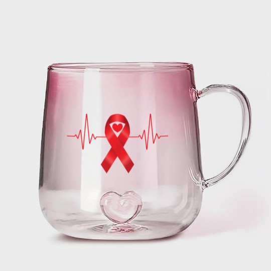 Discover World Aids Day Red Heartbeat Aids Awareness Hiv Gradient Glass Mugs