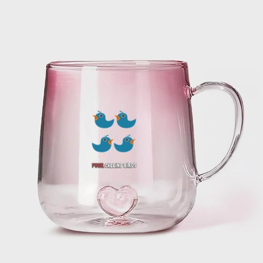 Discover Four Calling Birds Song 12 Days Christmas Gradient Glass Mugs