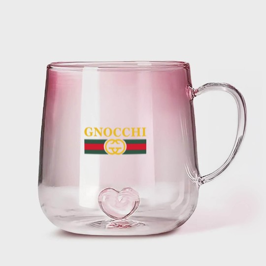 Discover Funny Gnocchi Pasta Logo Gradient Glass Mugs