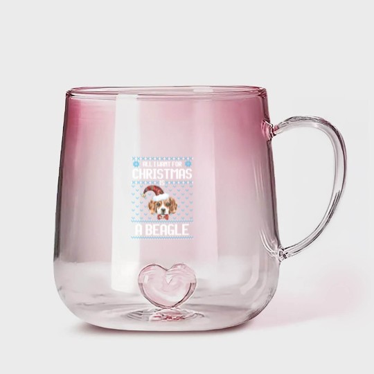 Discover All I want for Christmas is a beagle Gradient Glass Mugs