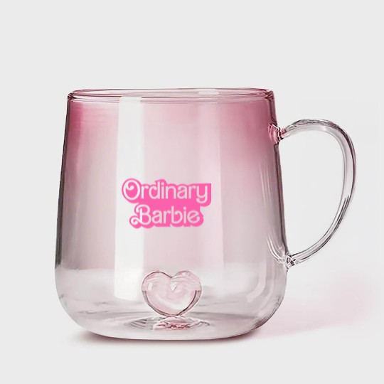 Discover Ordinary Barbie Unisex Gradient Glass Mugs Jersey Short Sleeve Gradient Glass Mugs in White and Barbie Pink