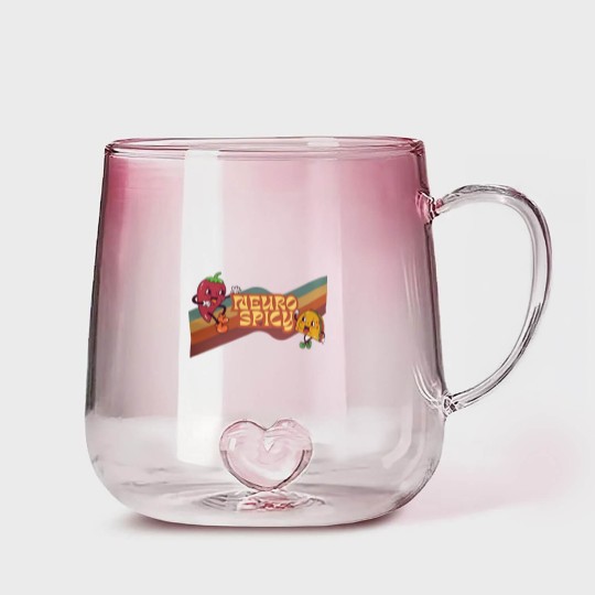 Discover Neuro Spicy Gradient Glass Mugs | Handmade Funny ADHD Gradient Glass Mugs | Retro-Style Unisex Gradient Glass Mugs