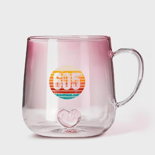 Discover Distressed Vintage Sunset 605 Area Code Gradient Glass Mugs
