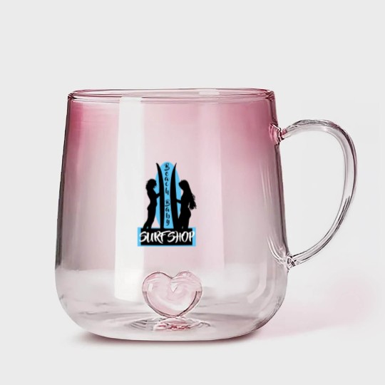 Discover Surfing Beach Baby Surf Shop Surf Board Classic Gradient Glass Mugs