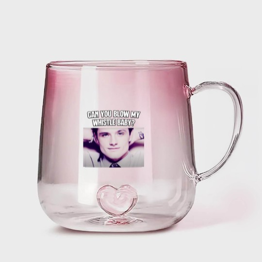 Discover Can You Blow My Whistle Baby Josh Hutcherson TikTok Meme Gradient Glass Mugs