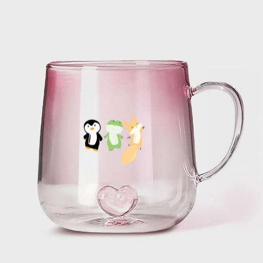 Discover Penguin frog fox cute animals for kids animal fun Gradient Glass Mugs