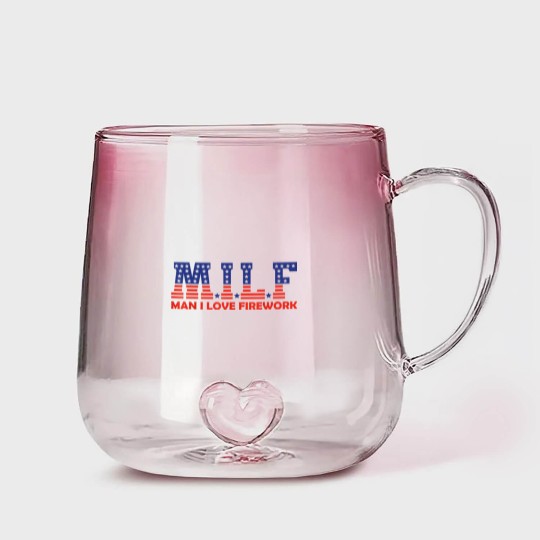 Discover MILF Man I Love Fireworks Funny American 4th Of July Men Gradient Glass Mugs