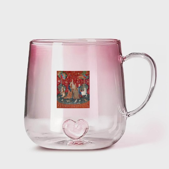 Discover Lady and Unicorn Medieval Tapestry Gradient Glass Mugs