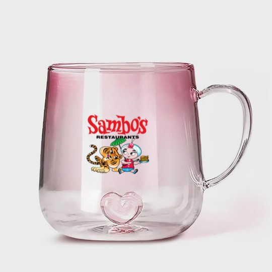 Discover Sambo's Restaurant Logo with Sambo and Tiger Gradient Glass Mugs