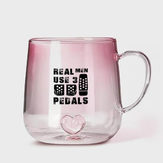Discover Real men use 3 pedals Gradient Glass Mugs