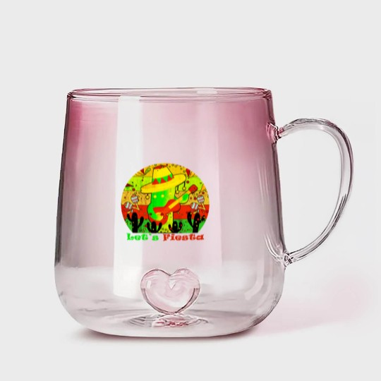 Discover Lets Fiesta Cinco De Mayo Mexican Guitar Cactus Gradient Glass Mugs