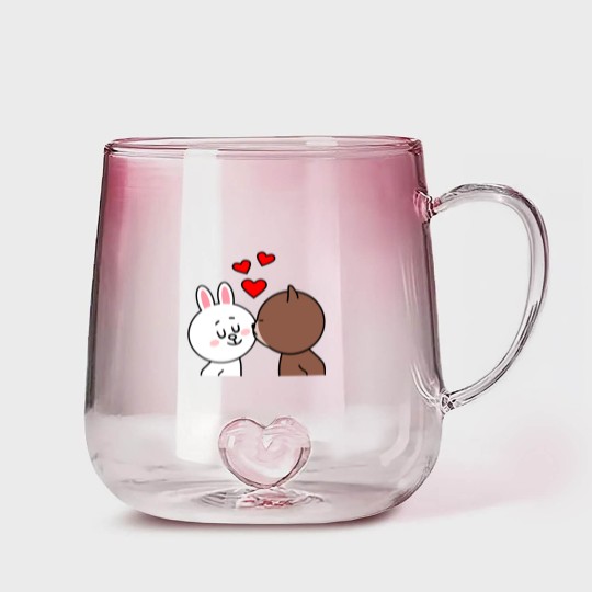 Discover Brown Bear Cony Bunny Rabbit The Kiss Gradient Glass Mugs
