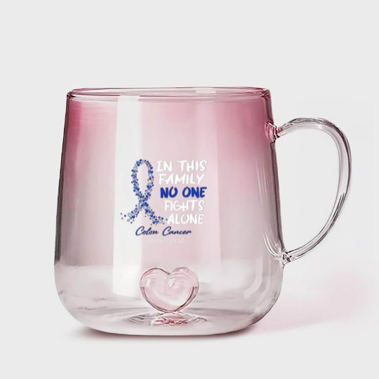 Discover Colon Cancer Awareness In This Family No One Fights Alone - Faith Hope Cure - Colon Cancer Awareness - Gradient Glass Mugs