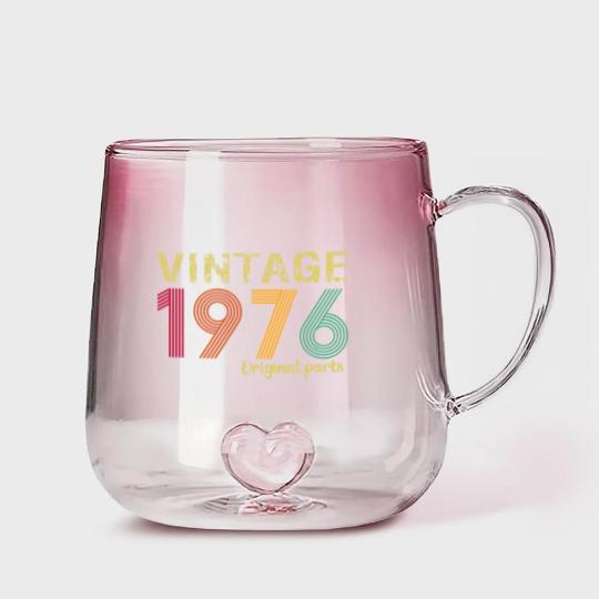 Discover 1976 Original Parts Gradient Glass Mugs, 47th Birthday Gradient Glass Mugs, Retro 1976
