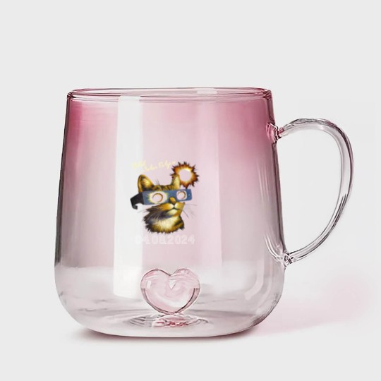 Discover Funny Cat Watching Total Solar Eclipse 2024 Gradient Glass Mugs, April 8 2024 Solar Eclipse Gradient Glass Mugs