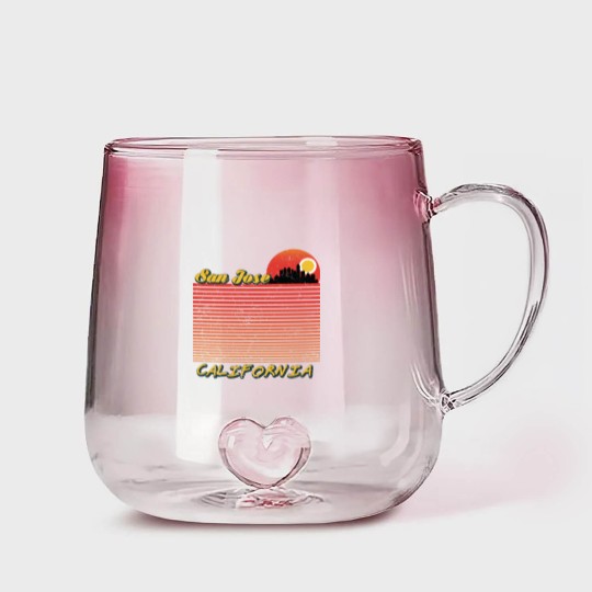 Discover Vintage San Jose City California Downtown Skyline Gradient Glass Mugs