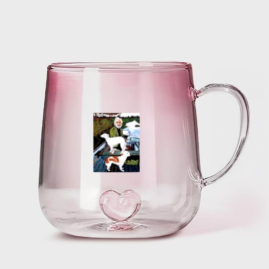 Discover Goodfellas Painting Old Man with Dog Gradient Glass Mugs