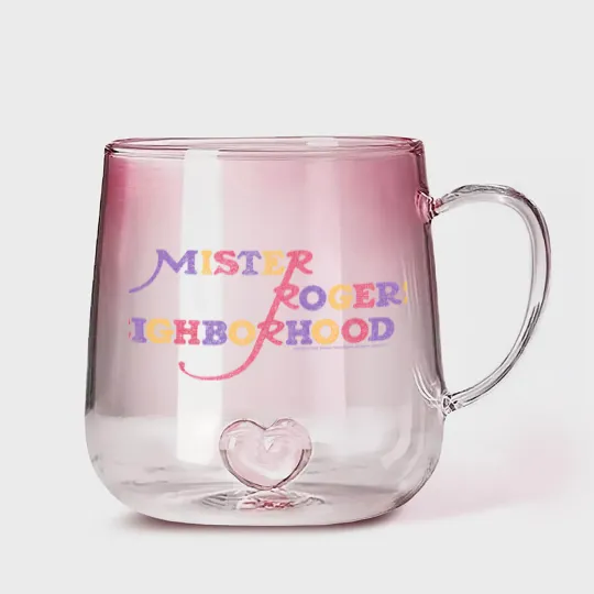 Discover Mister Rogers Colorful Logo Charcoal Gradient Glass Mugs