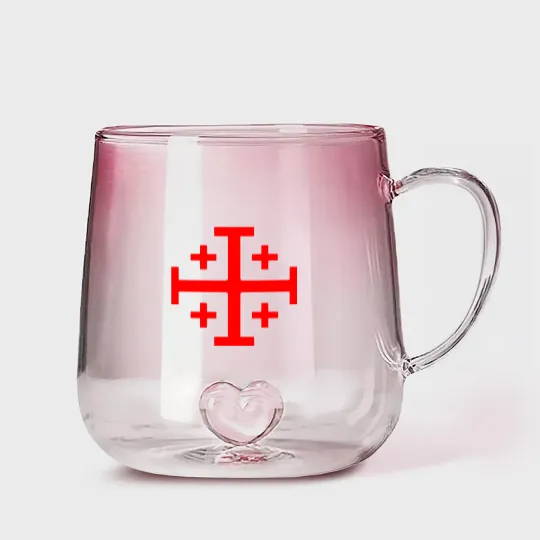Discover Jerusalem Cross - Red - No Background Gradient Glass Mugs