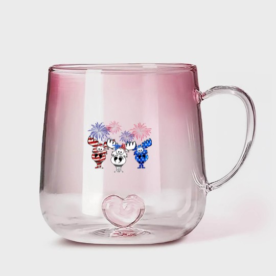 Discover red white blue moose usa flag 4th of july nerdy moose americ Gradient Glass Mugs