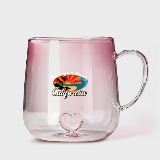Discover Huntington Beach California CA - Huntington Beach - Gradient Glass Mugs