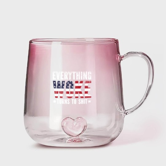 Discover Everything Woke turns to Shit Vintage USA Flag - Everything Woke Turns To Shit - Gradient Glass Mugs