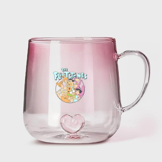 Discover the flintstones group shot family classic vintage logo t Gradient Glass Mugs