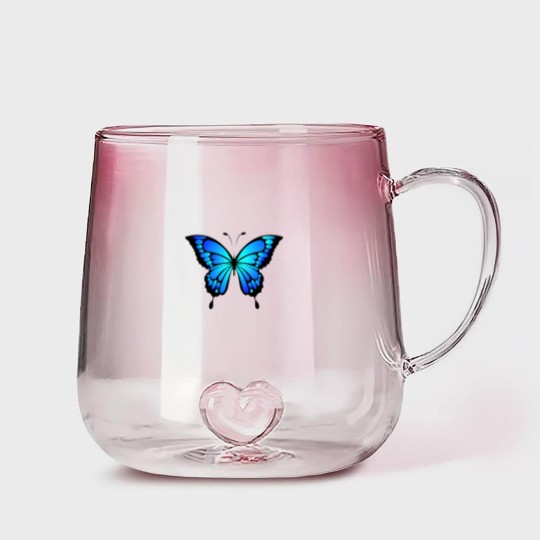 Discover blue butterfly Gradient Glass Mugs