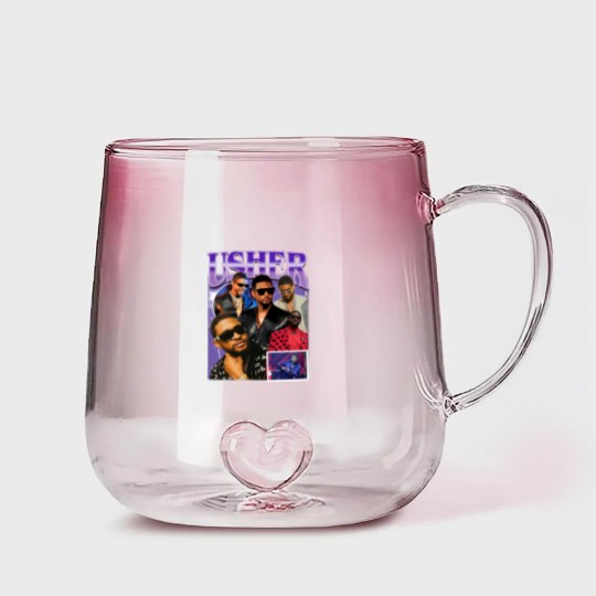 Discover Limted Rapper Usher Gradient Glass Mugs, Vintage Usher 90s Gradient Glass Mugs, Retro Usher Graphic Gradient Glass Mugs